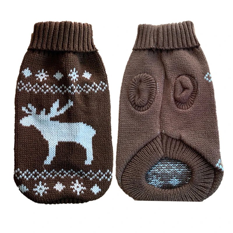 Warm Dog Sweaters for Small Medium Dogs Winter - Cute Knitted Puppy Coat - Chihuahua French Bulldog Yorkie - Animal Pattern
