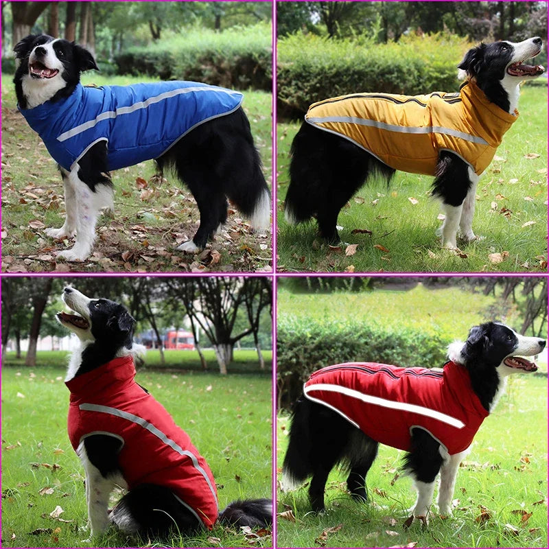 Cold Weather Dog Coat - XL-6XL Waterproof & Warm Fleece Pet Jacket for Large Dogs, Reflective & Adjustable