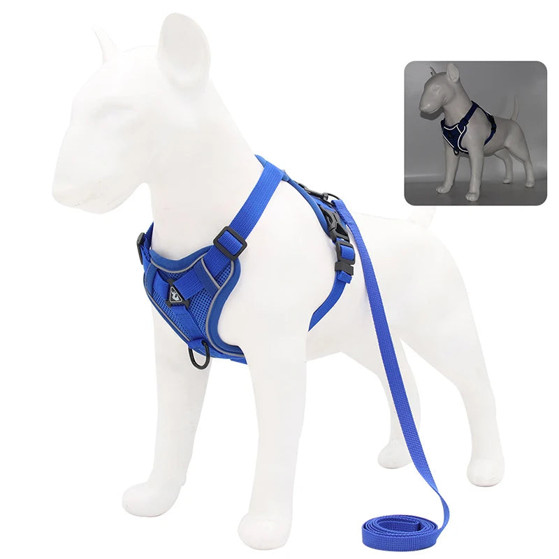 No Pull Dog Harness for Large Dogs, Adjustable Reflective Padded Vest with Breathable Mesh, Easy On/Off Leash Set