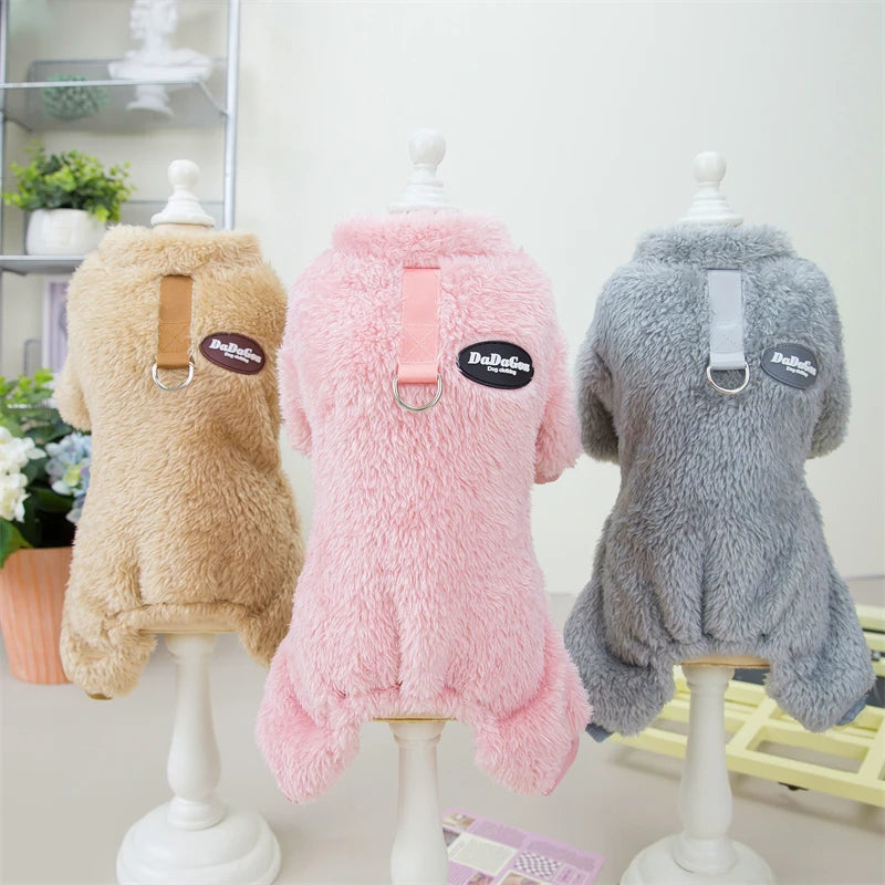 Puppy Pajamas Warm Coral Fleece Dog Jumpsuit for Small Dogs - Winter Boy Dog Clothes
