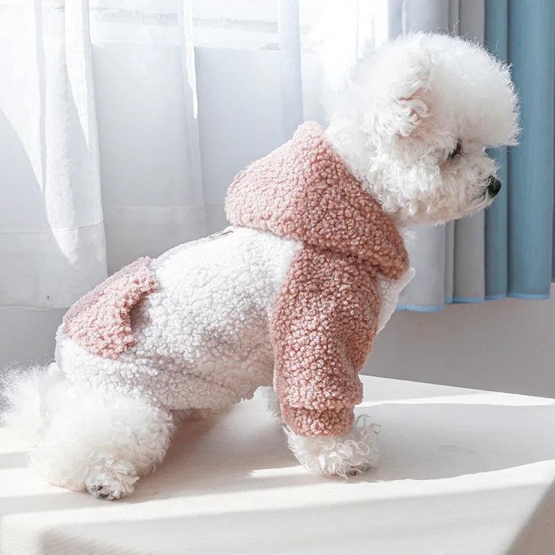 Fleece Dog Sweater with Buckle: Hooded Berber Fleece Puppy Winter Warm Sweatshirt