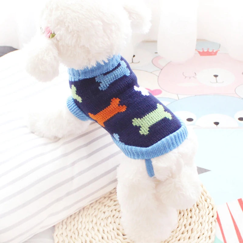 Warm Dog Sweaters for Small Medium Dogs Winter - Cute Knitted Puppy Coat - Chihuahua French Bulldog Yorkie - Animal Pattern