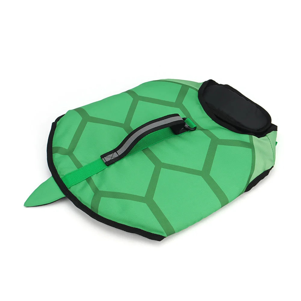 Green Turtle Canine Life Jacket - Durable Dog Swim Vest with Rescue Handle, US Coast Guard Approved
