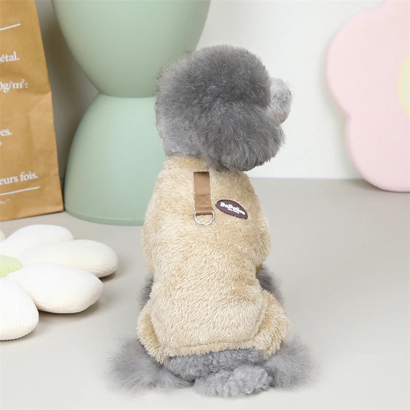 Puppy Pajamas Warm Coral Fleece Dog Jumpsuit for Small Dogs - Winter Boy Dog Clothes