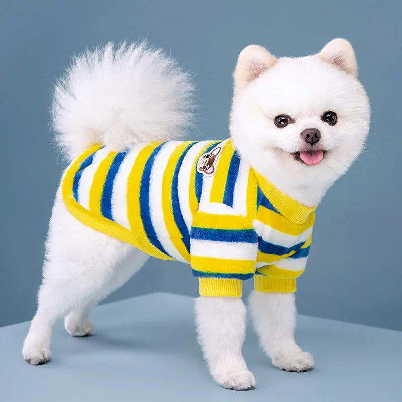 Dog Coats for Small Dogs Warm Fleece Vest Winter Jacket Rainbow Stripe for Puppy Chihuahua Poodle