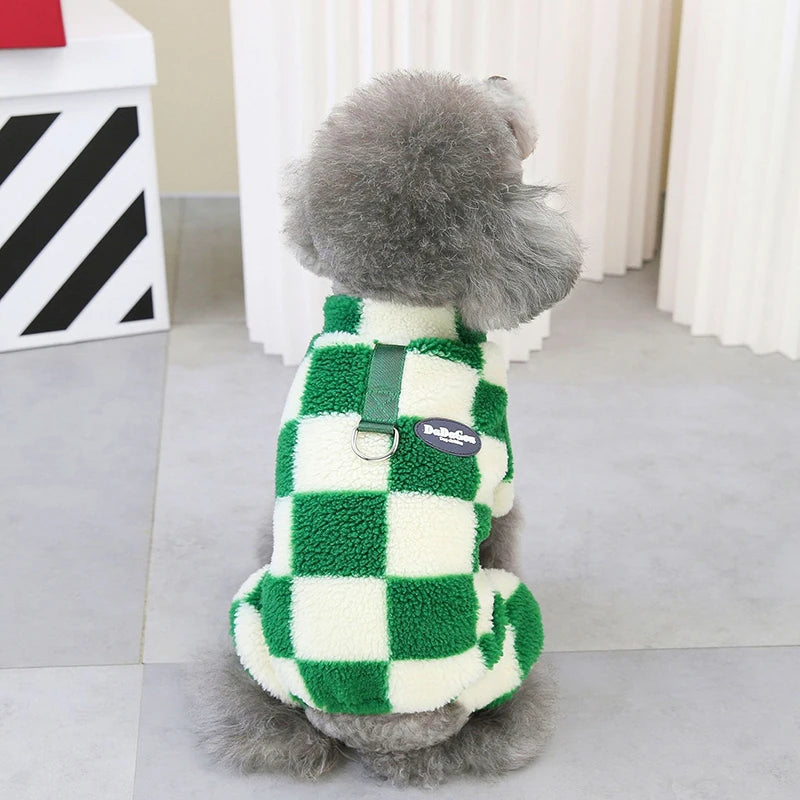 Puppy Pajamas Warm Coral Fleece Dog Jumpsuit for Small Dogs - Winter Boy Dog Clothes