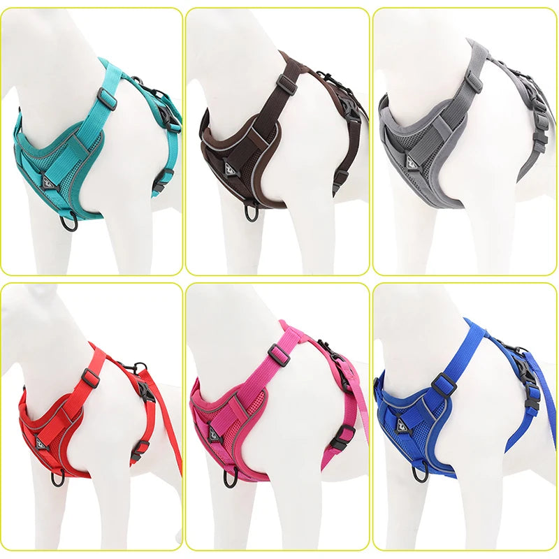 No Pull Dog Harness for Large Dogs, Adjustable Reflective Padded Vest with Breathable Mesh, Easy On/Off Leash Set
