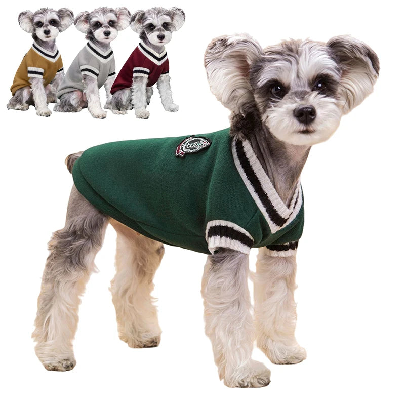 Dog Sweaters for Chihuahuas Warm College Style Pet Vest Clothes for Small Medium Dogs & Puppies