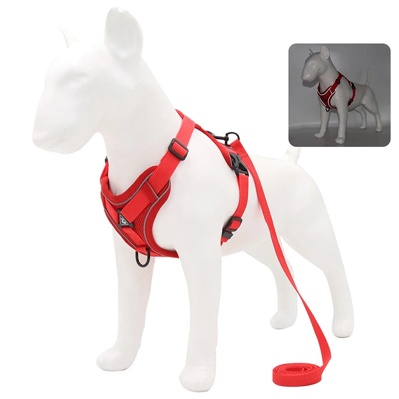 No Pull Dog Harness for Large Dogs, Adjustable Reflective Padded Vest with Breathable Mesh, Easy On/Off Leash Set
