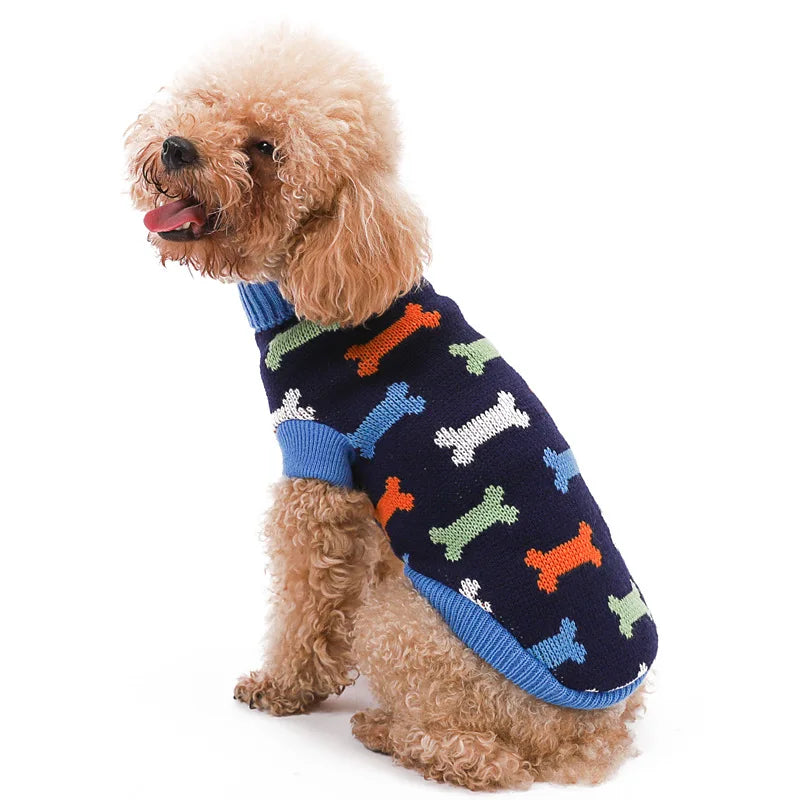 Warm Dog Sweaters for Small Medium Dogs Winter - Cute Knitted Puppy Coat - Chihuahua French Bulldog Yorkie - Animal Pattern