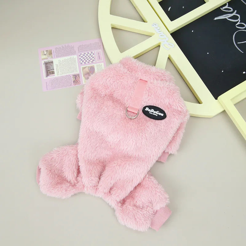 Puppy Pajamas Warm Coral Fleece Dog Jumpsuit for Small Dogs - Winter Boy Dog Clothes