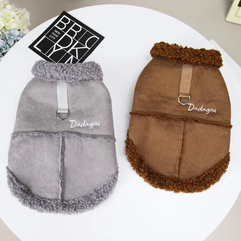 Pug Clothes Winter Warm British Style Lamb Fleece Dog Jacket Small Dogs Puppy Costume Chihuahua Yorkie Outfits
