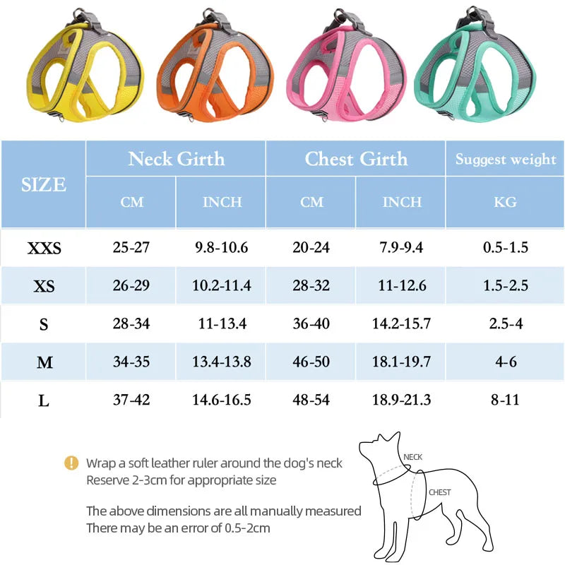 French Bulldog Harness for Small Dogs & Puppies - Adjustable, No-Pull & Reflective Vest with Leash Set