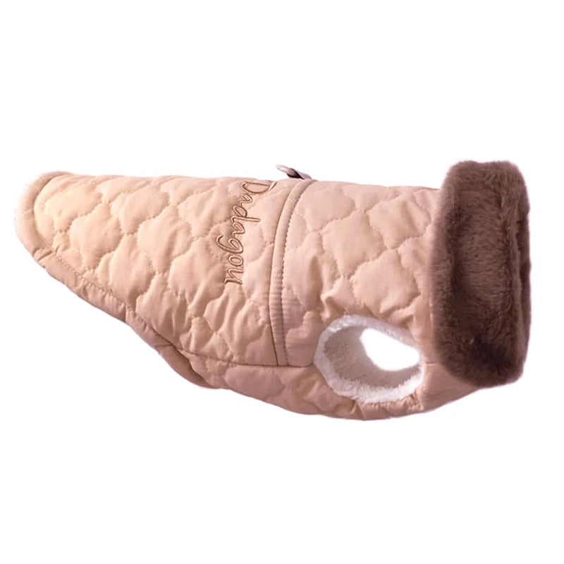 Puppy Dog Vest Waterproof Fur Collar Winter Warm Fleece Jacket Small Dogs Coat