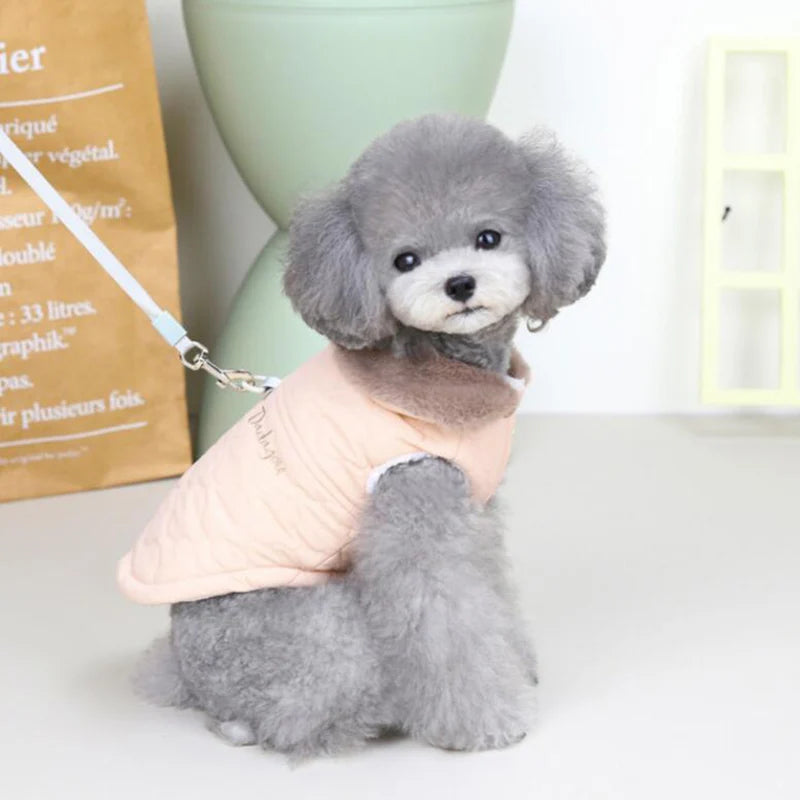 Puppy Dog Vest Waterproof Fur Collar Winter Warm Fleece Jacket Small Dogs Coat