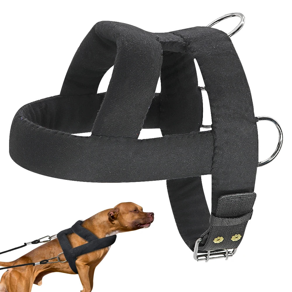 Dog Weight Pulling Harness | Black Adjustable Training Vest & Leash for Medium/Large Working Dogs like Husky