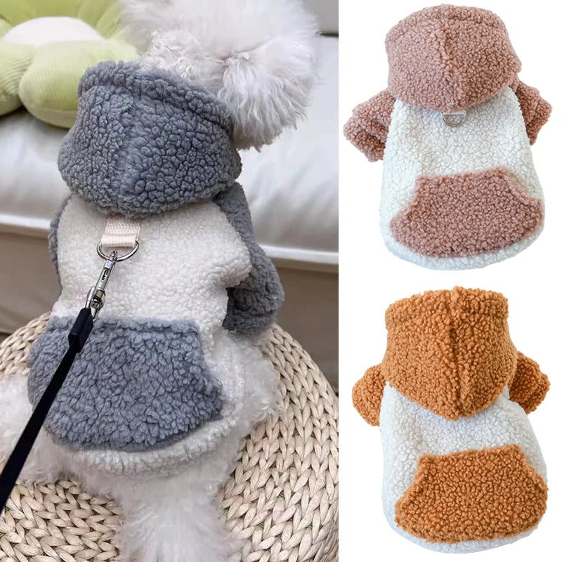 Fleece Dog Sweater with Buckle: Hooded Berber Fleece Puppy Winter Warm Sweatshirt