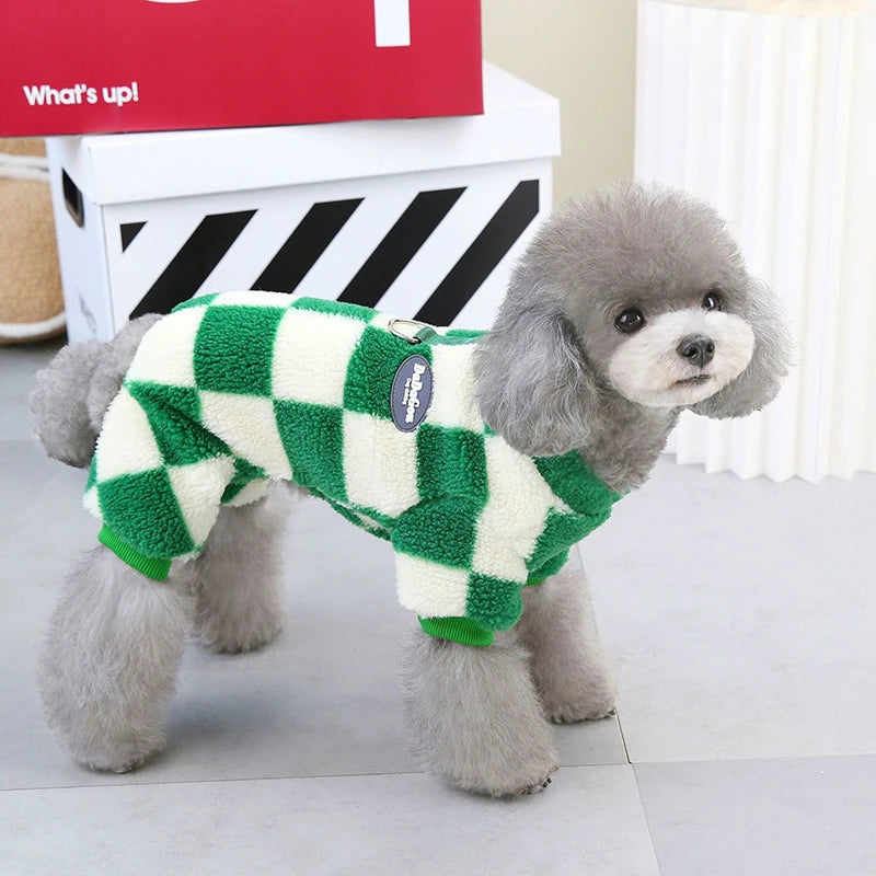 Puppy Pajamas Warm Coral Fleece Dog Jumpsuit for Small Dogs - Winter Boy Dog Clothes