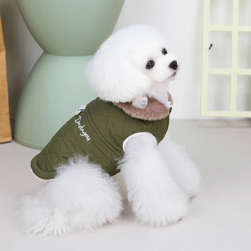 Puppy Dog Vest Waterproof Fur Collar Winter Warm Fleece Jacket Small Dogs Coat