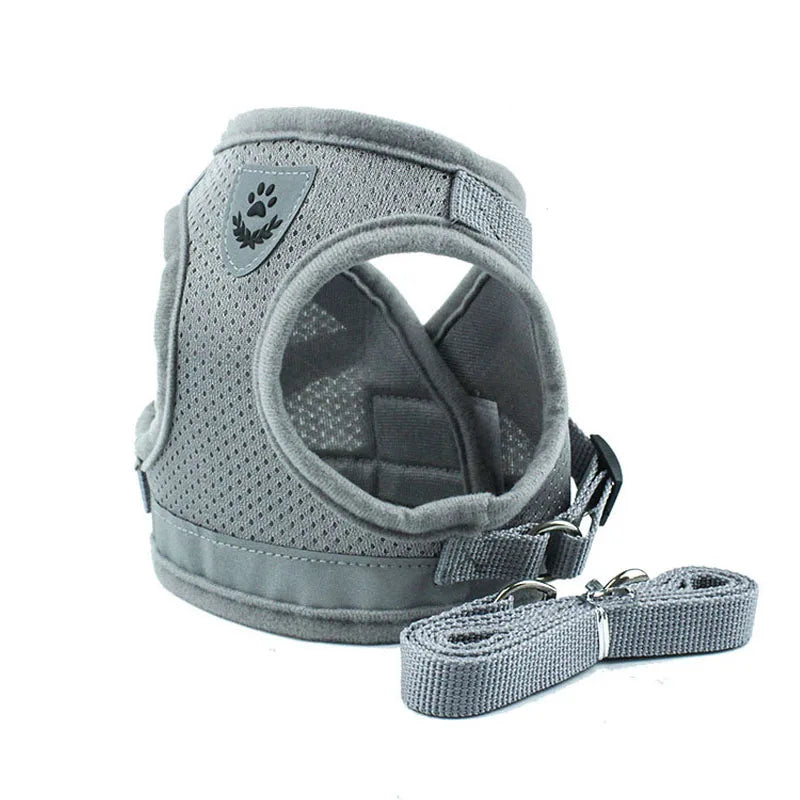 Dog Leash Harness Set, Reflective Safety Vest for Small Medium Dogs, Quick Release Puppy Chest Strap