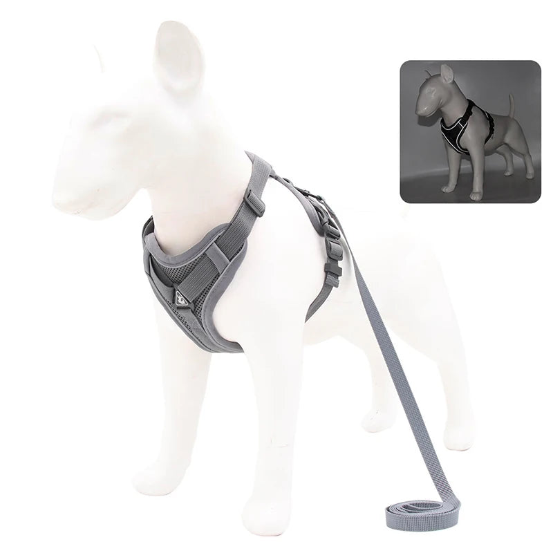 No Pull Dog Harness for Large Dogs, Adjustable Reflective Padded Vest with Breathable Mesh, Easy On/Off Leash Set