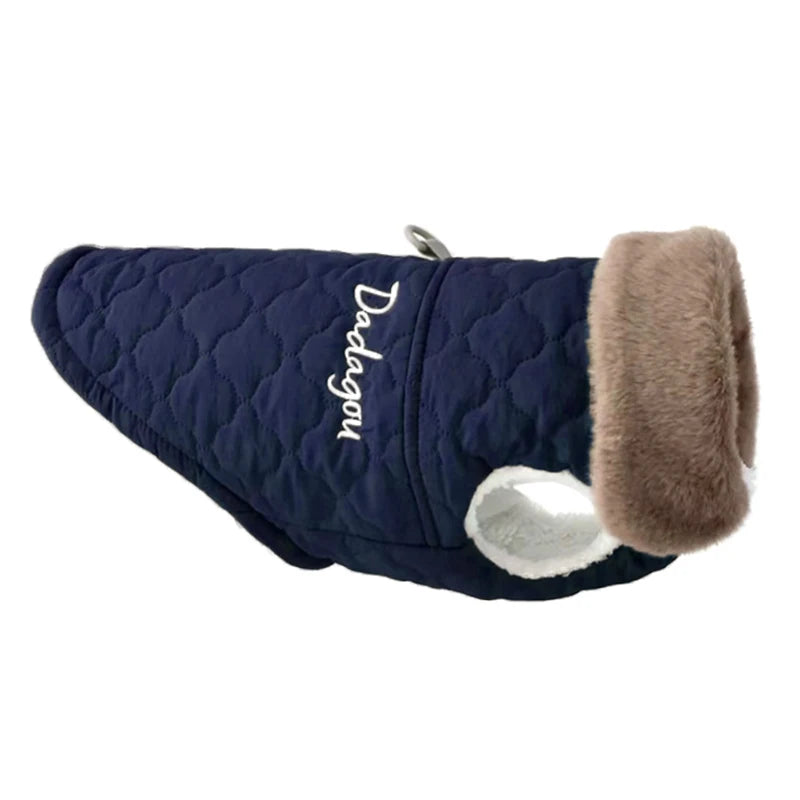 Puppy Dog Vest Waterproof Fur Collar Winter Warm Fleece Jacket Small Dogs Coat