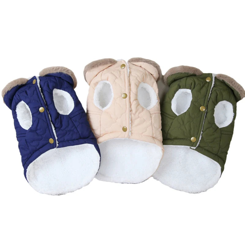 Puppy Dog Vest Waterproof Fur Collar Winter Warm Fleece Jacket Small Dogs Coat