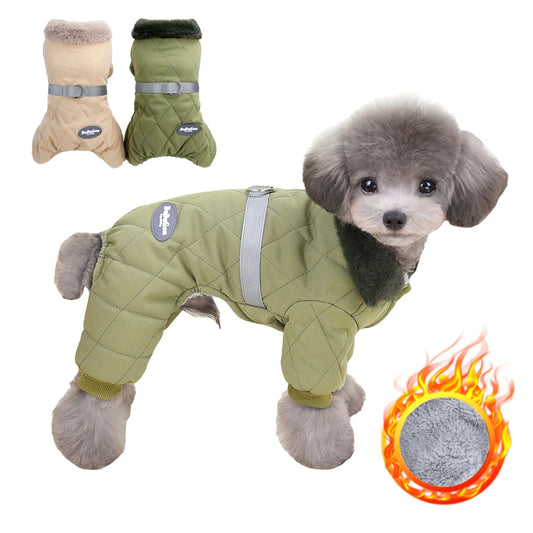Dog Clothes Overalls Winter Fur Collar with D Ring for Small Dogs Puppy Chihuahua Poodle Pet Coat Jacket