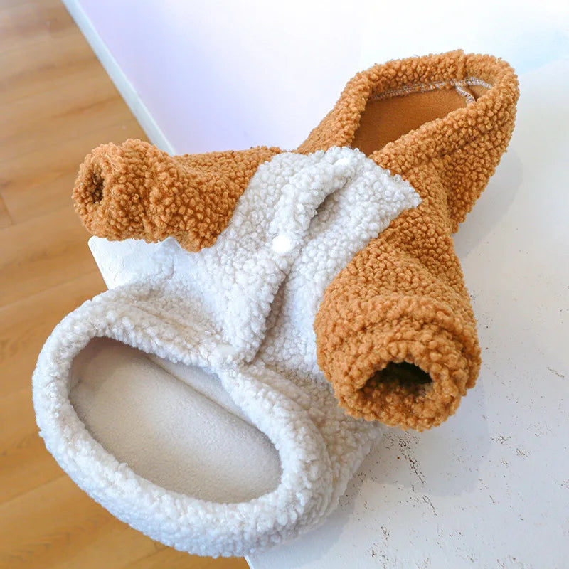 Fleece Dog Sweater with Buckle: Hooded Berber Fleece Puppy Winter Warm Sweatshirt