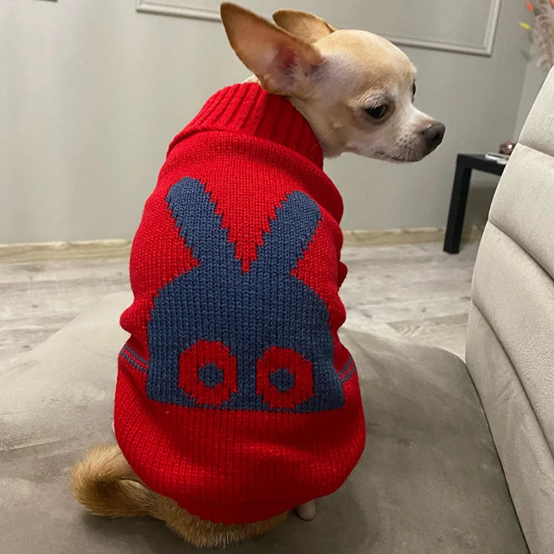 Warm Dog Sweaters for Small Medium Dogs Winter - Cute Knitted Puppy Coat - Chihuahua French Bulldog Yorkie - Animal Pattern