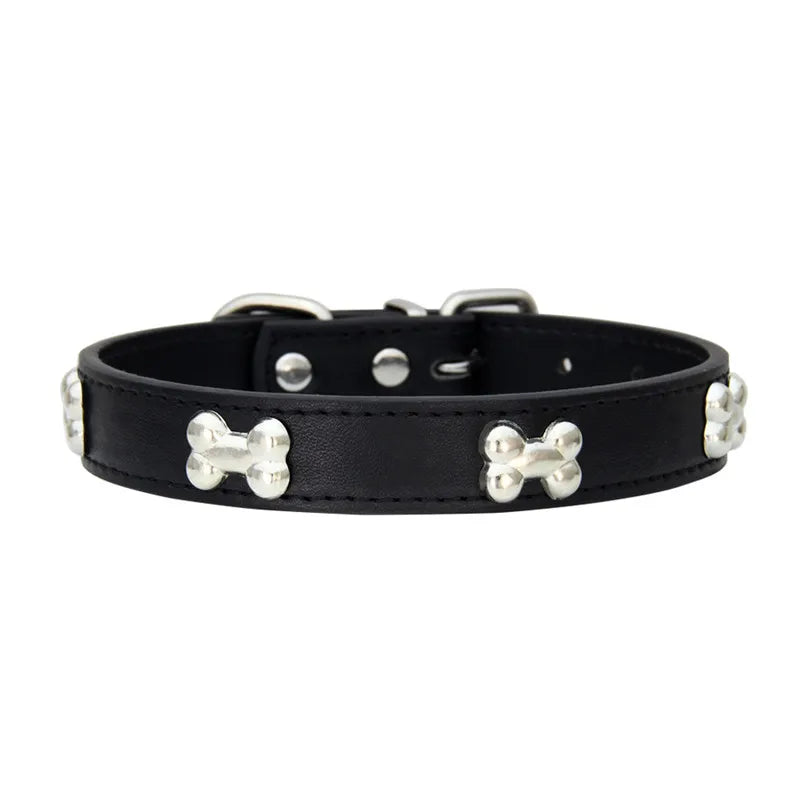 Durable Dog Collar: Premium Bone Leather for Pugs & Puppies
