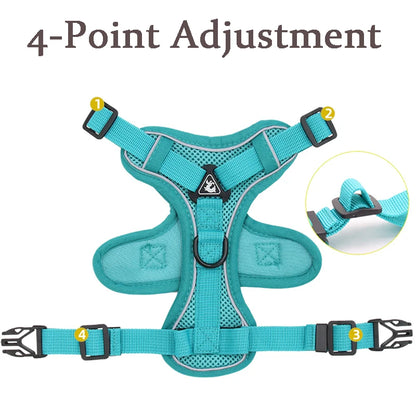 No Pull Dog Harness for Large Dogs, Adjustable Reflective Padded Vest with Breathable Mesh, Easy On/Off Leash Set