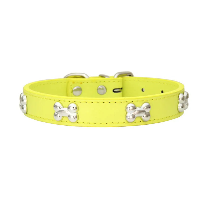 Durable Dog Collar: Premium Bone Leather for Pugs & Puppies