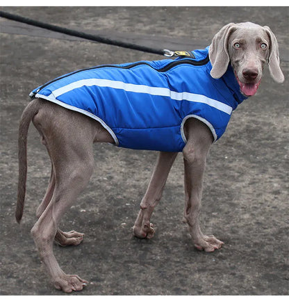 Cold Weather Dog Coat - XL-6XL Waterproof & Warm Fleece Pet Jacket for Large Dogs, Reflective & Adjustable