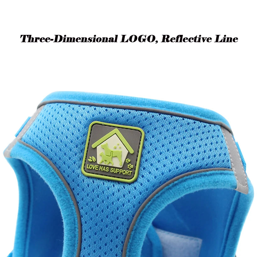 Small Dog Harness and Leash Set, No Pull Reflective Vest for French Bulldog Pug Walking, Breathable Mesh