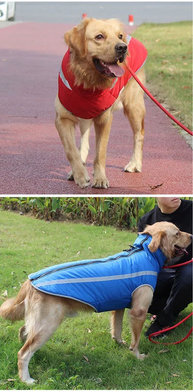 Warm Dog Jacket for Large Dogs Waterproof Winter Coat Padded Fleece Pet Coat Safety Reflective Design Dog Clothing