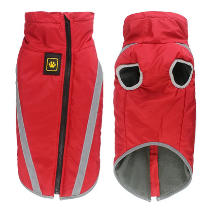 Warm Dog Jacket for Large Dogs Waterproof Winter Coat Padded Fleece Pet Coat Safety Reflective Design Dog Clothing