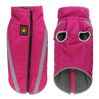 Warm Dog Jacket for Large Dogs Waterproof Winter Coat Padded Fleece Pet Coat Safety Reflective Design Dog Clothing