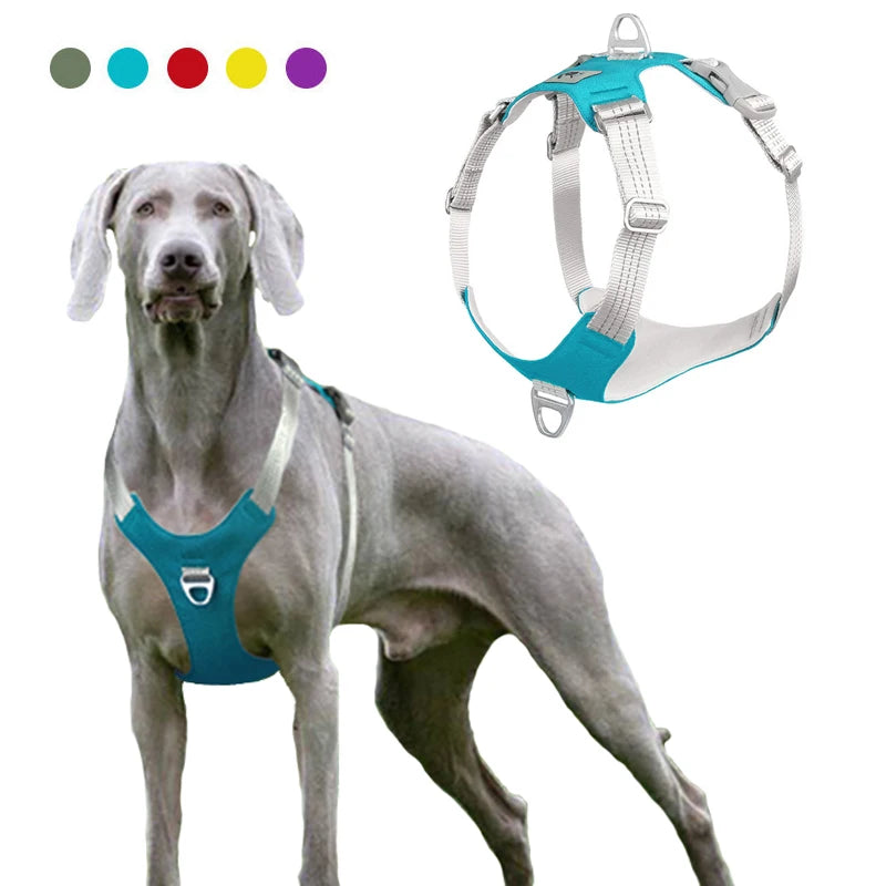 Anti Pull Dog Harness Vest Reflective for Large Dogs - Heavy Duty Oxford, No-Choke, Adjustable for Husky Labrador Training