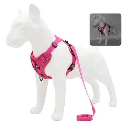No Pull Dog Harness for Large Dogs, Adjustable Reflective Padded Vest with Breathable Mesh, Easy On/Off Leash Set
