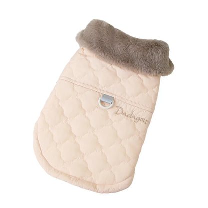 Puppy Dog Vest Waterproof Fur Collar Winter Warm Fleece Jacket Small Dogs Coat