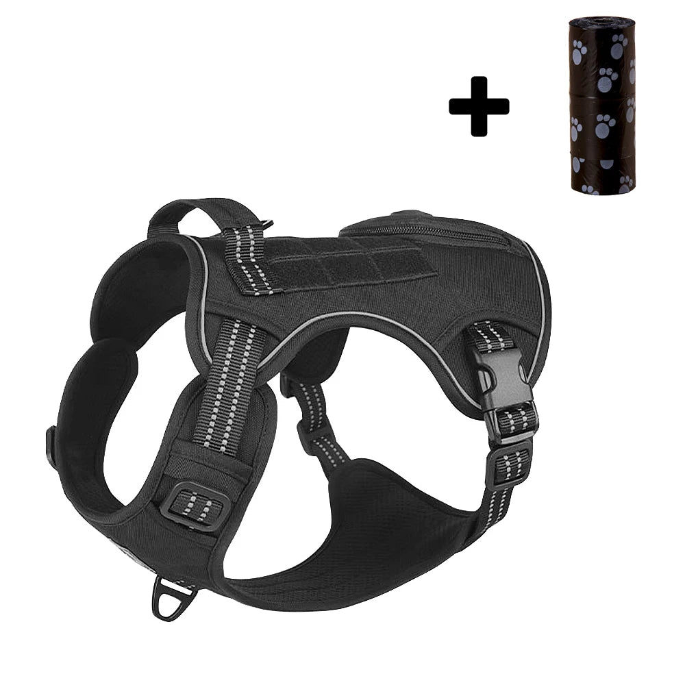 Dog Harness with Handle and Poop Bag Holder, Comfortable Vest Design for Small Medium Dogs, Ideal for French Bulldogs