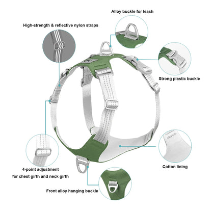 Anti Pull Dog Harness Vest Reflective for Large Dogs - Heavy Duty Oxford, No-Choke, Adjustable for Husky Labrador Training