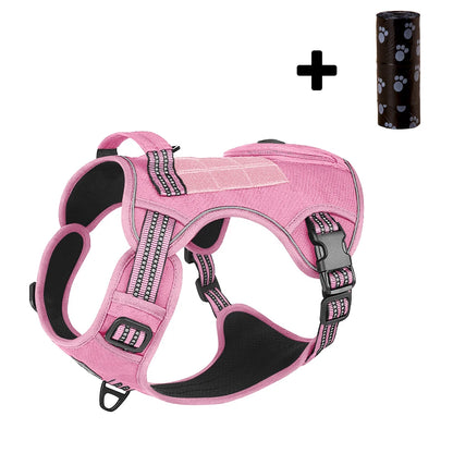 Dog Harness with Handle and Poop Bag Holder, Comfortable Vest Design for Small Medium Dogs, Ideal for French Bulldogs