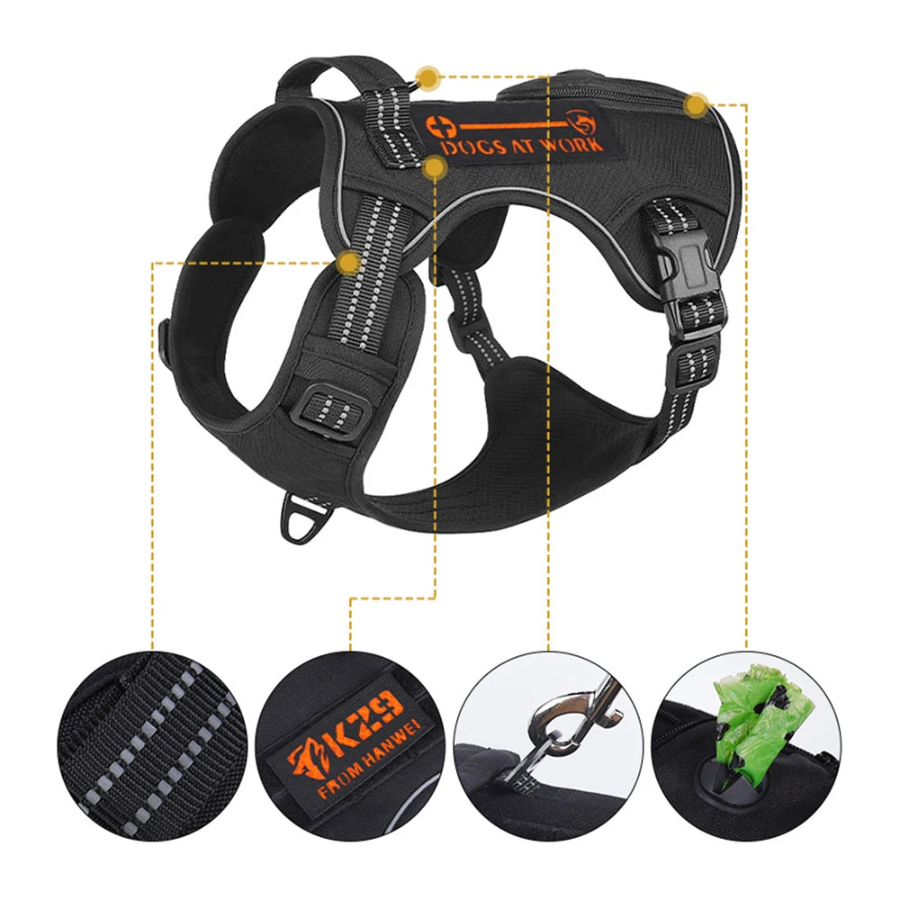 Dog Harness with Handle and Poop Bag Holder, Comfortable Vest Design for Small Medium Dogs, Ideal for French Bulldogs