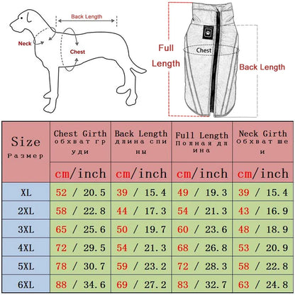 Warm Dog Jacket for Large Dogs Waterproof Winter Coat Padded Fleece Pet Coat Safety Reflective Design Dog Clothing