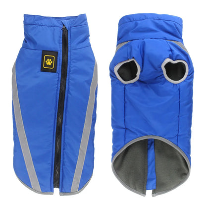 Warm Dog Jacket for Large Dogs Waterproof Winter Coat Padded Fleece Pet Coat Safety Reflective Design Dog Clothing
