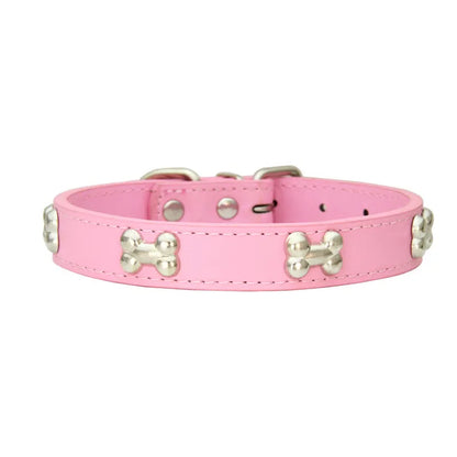 Durable Dog Collar: Premium Bone Leather for Pugs & Puppies