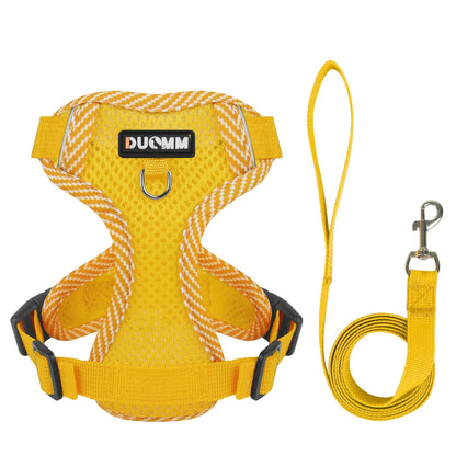 Dog Leash Harness Set for Small Dogs, Secure Fit 4-point Adjustment, Reflective All-Season Breathable Mesh Vest