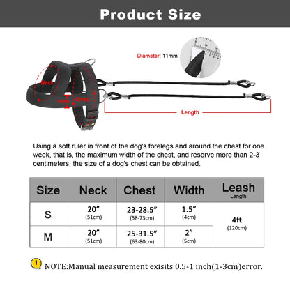 Dog Weight Pulling Harness | Black Adjustable Training Vest & Leash for Medium/Large Working Dogs like Husky